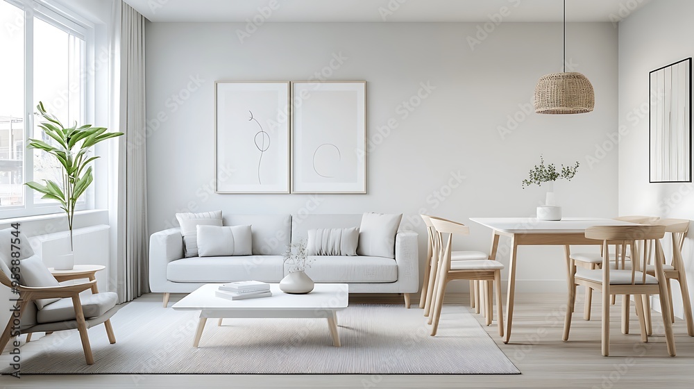 Fototapeta premium modern living room with fireplace