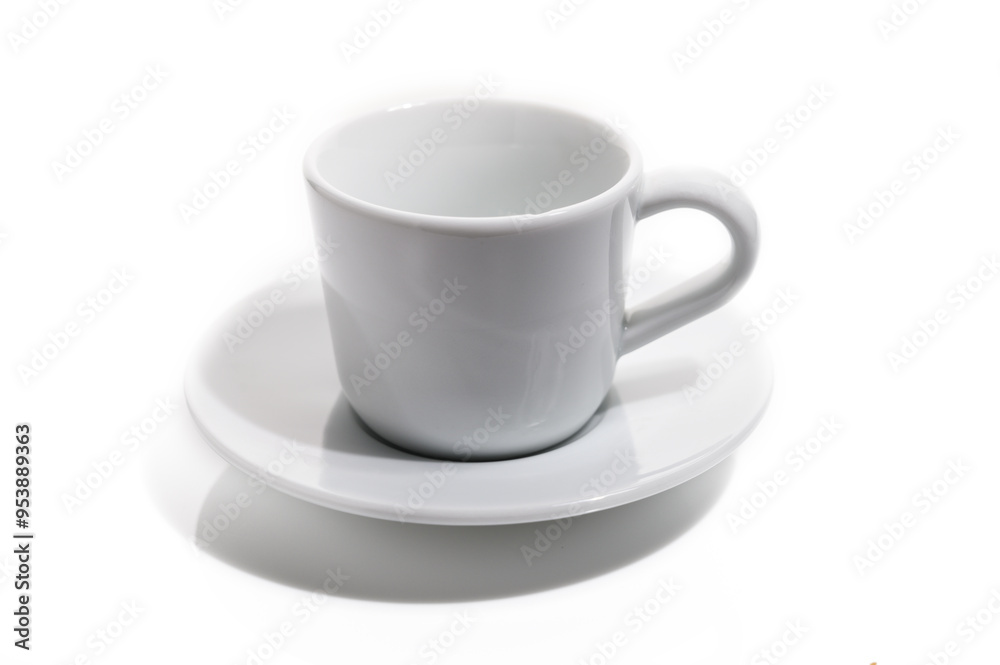 Directly above shot of empty cup on white background Directly above shot of empty cup on white background