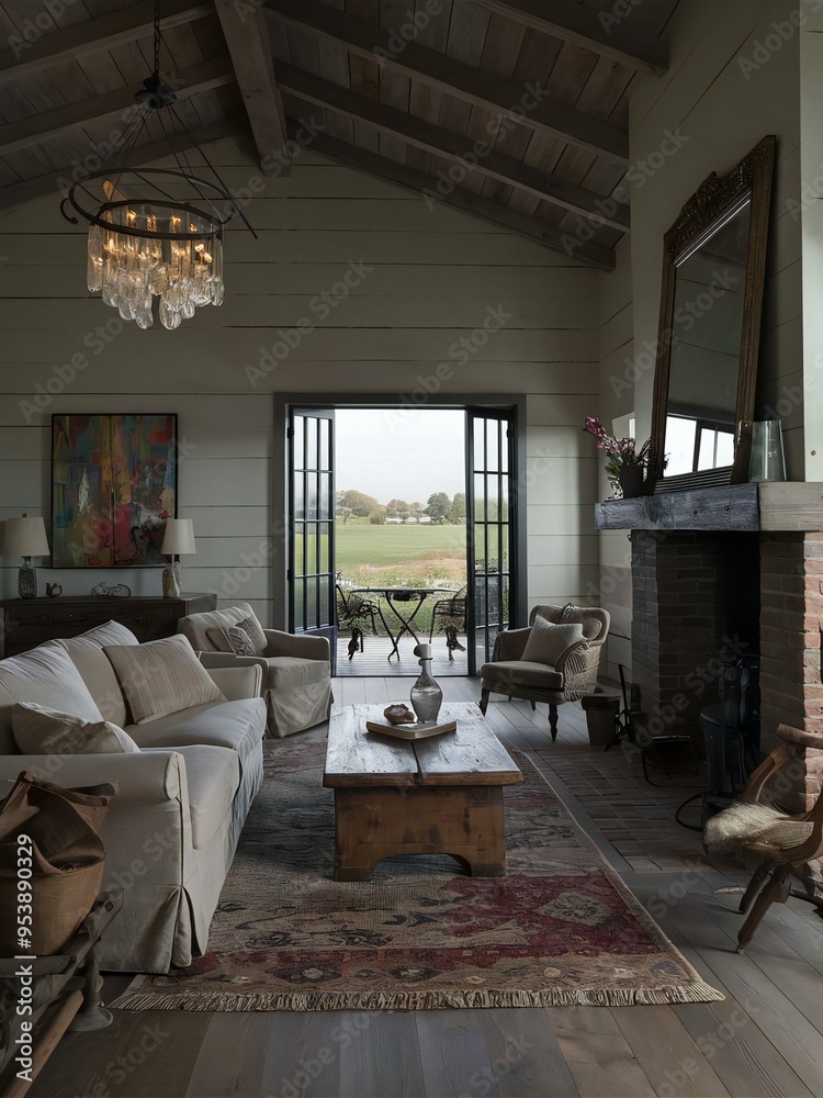 Fototapeta premium living room with fireplace