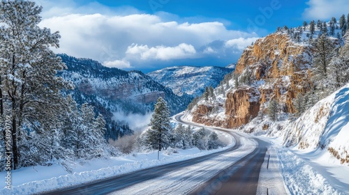 Durango Colorado Winter. Snowy Mountain Pass in Colorado Landscape