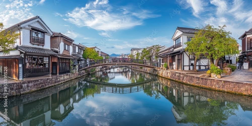 Kurashiki Bikan: Japanese Architecture in Historic Quarter with Canal Bridge Kurashiki Bikan: Japanese Architecture in Historic Quarter with Canal Bridge