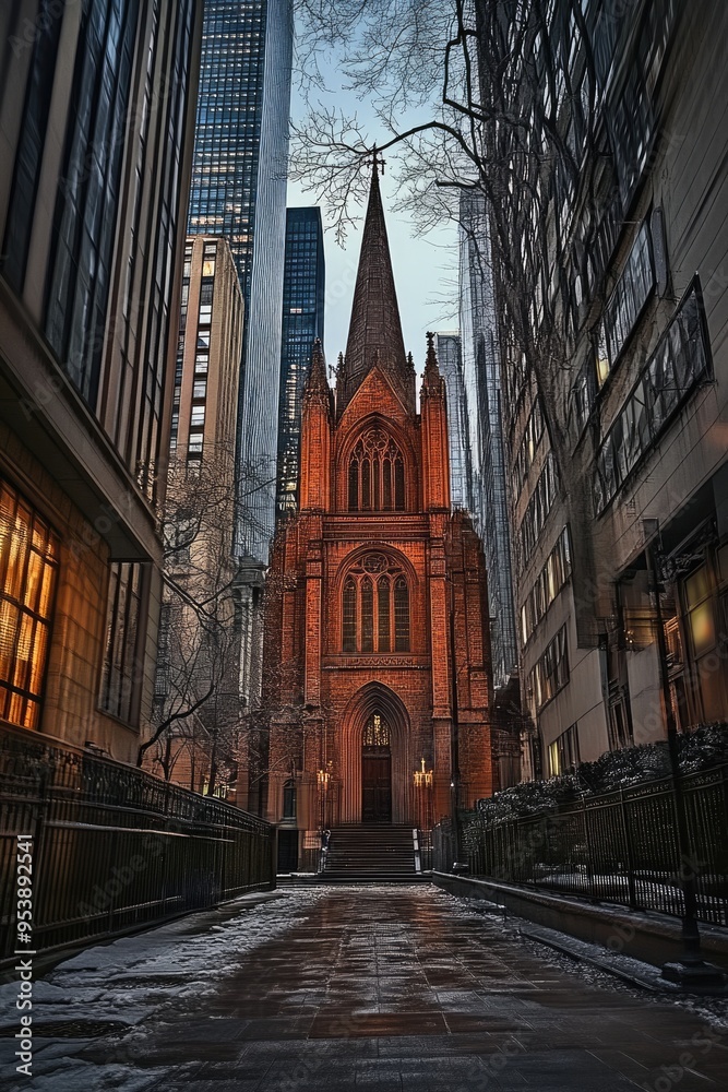 Obraz premium Trinity Church, New York City, NY. Color Photography of Landmark in Eastern US