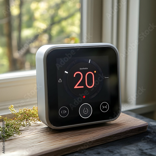 Digital Thermostat with 20 Degrees Display - 3D Illustration photo