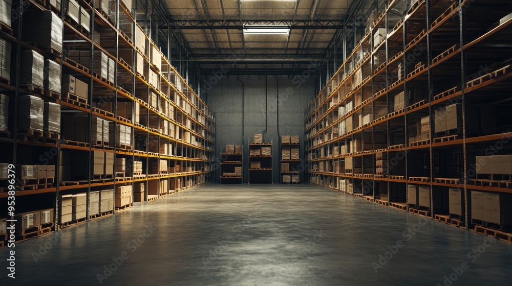 Store Closed For Inventory. Industrial Warehouse with Pallet Racks and Storage Shelves Store Closed For Inventory. Industrial Warehouse with Pallet Racks and Storage Shelves