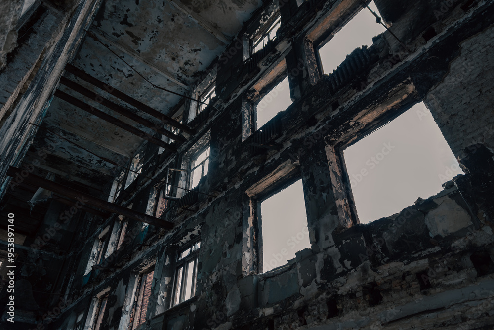 destroyed building in a city lost during the war with Ukraine destroyed building in a city lost during the war with Ukraine