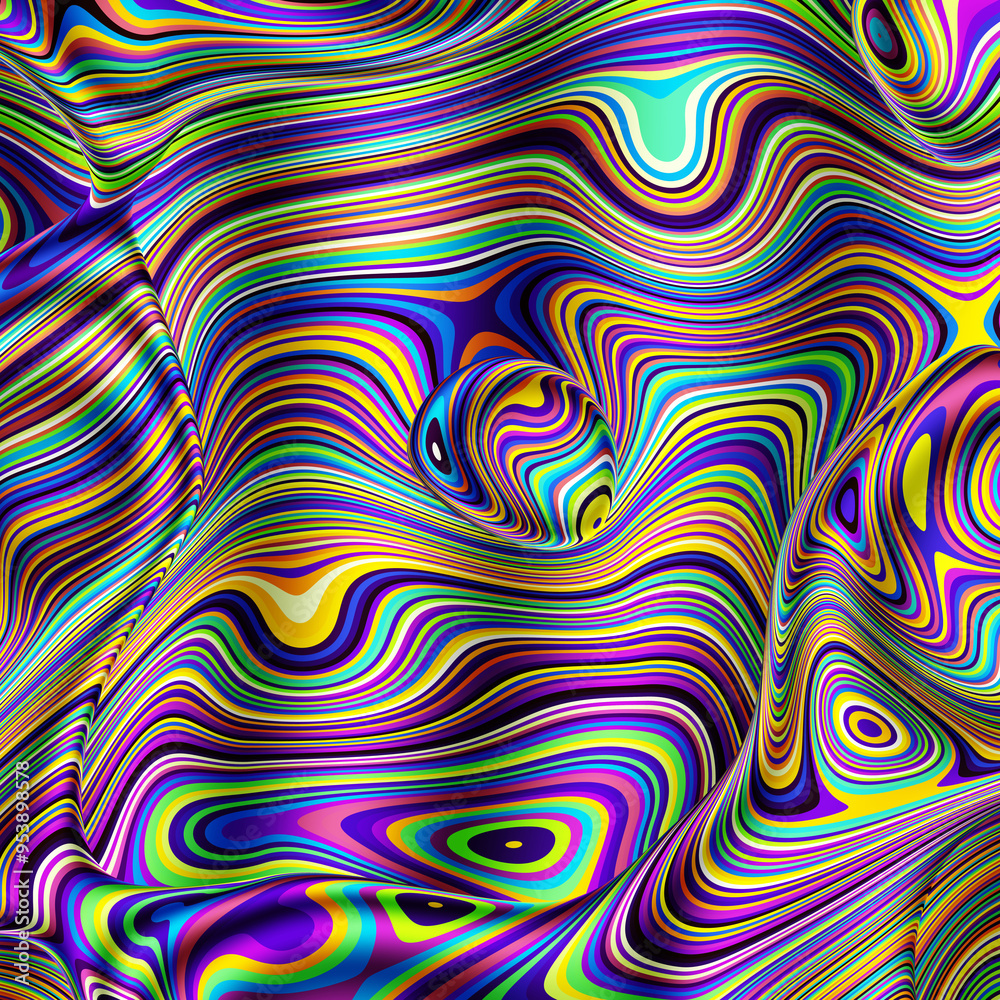 Abstract colorful wavy groovy psychedelic background