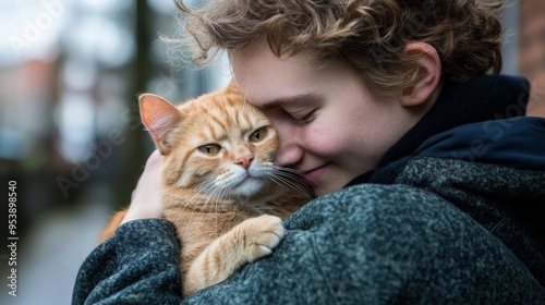 A person hugging a pet, their expression one of pure love and comfort, showcasing the profound emotional connection between humans and animals