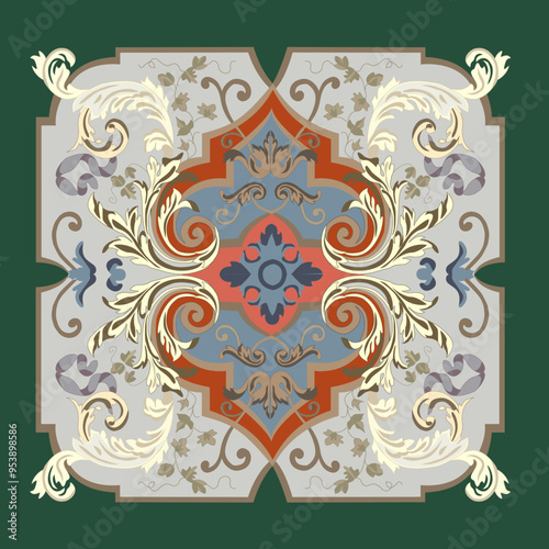 design on the ceiling or on the walls or on fabric or for any surface in baroque style