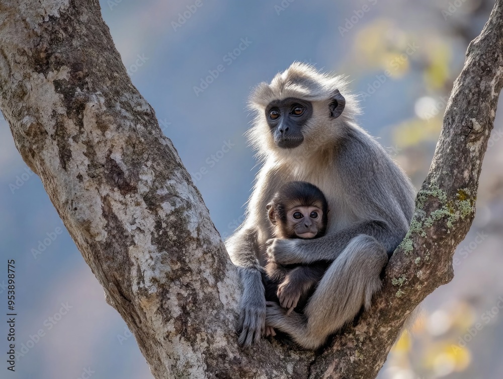 Obraz premium Monkey with Baby Monkey