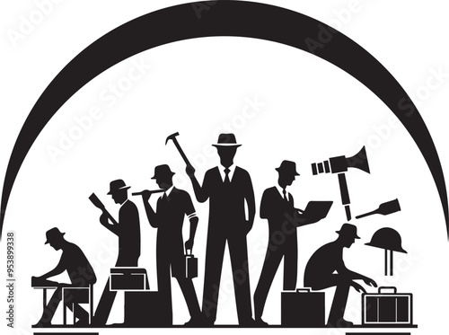 happy labor day workers character icons silhouette vector art flat logo design t shirt background banner illustrations