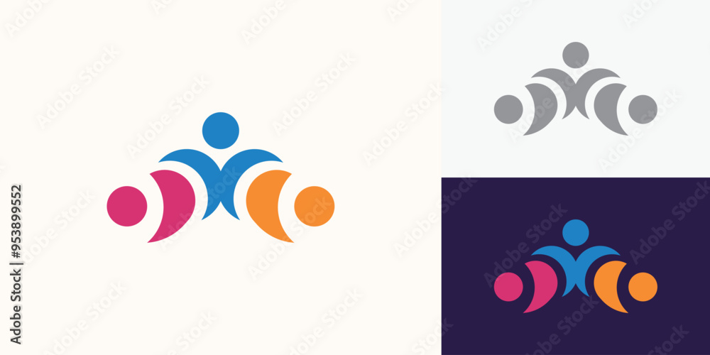Fototapeta premium Community people logo vector design abstract