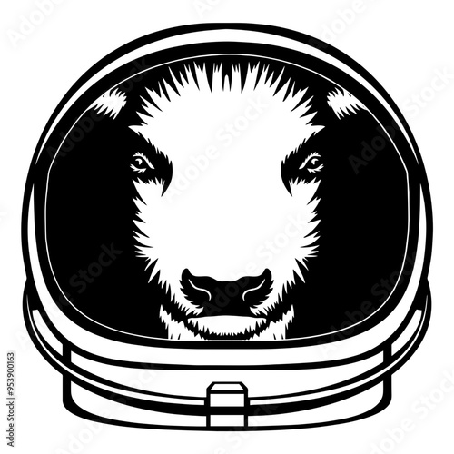 Bison In Astronaut Helmet