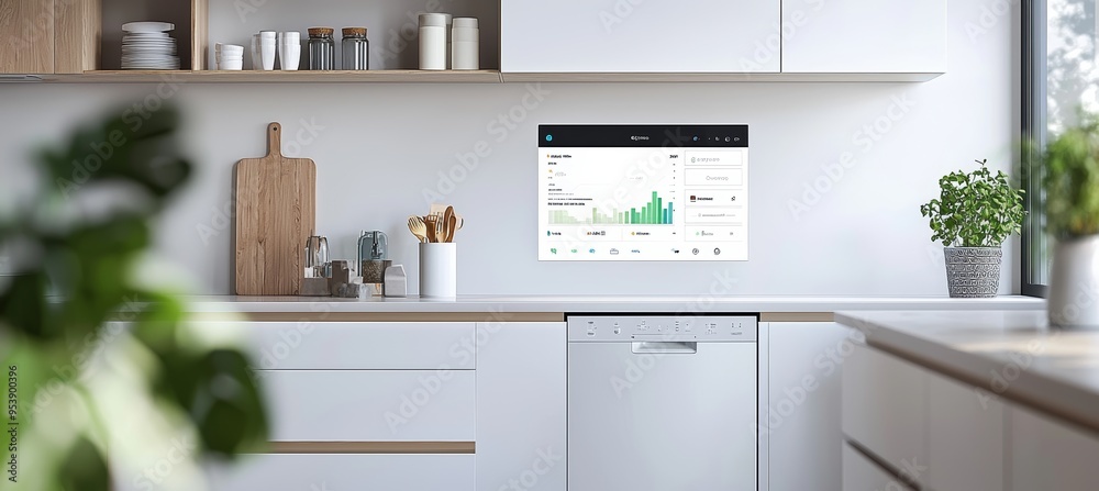Smart Kitchen Design with Integrated Digital Dashboard and Eco-Friendly Dishwasher Performance Smart Kitchen Design with Integrated Digital Dashboard and Eco-Friendly Dishwasher Performance