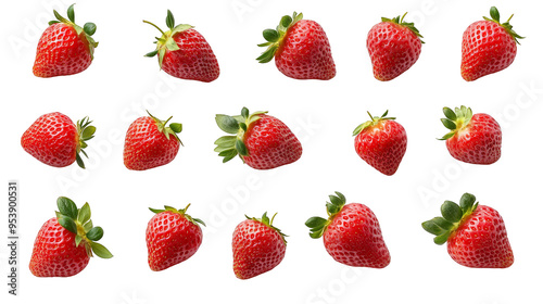 Red Strawberries with Pixelated Background