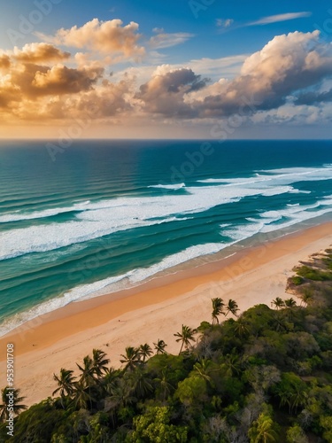 Aerial view of Cabo Branco Beach in João Pessoa, Brazil