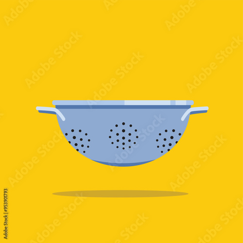 iron colander icon logo with holes, cooking utensil illustration. suitable for poster and web icon