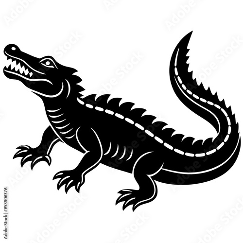 Crocodile Silhouette Vector on White Background - Modern Minimalist Design