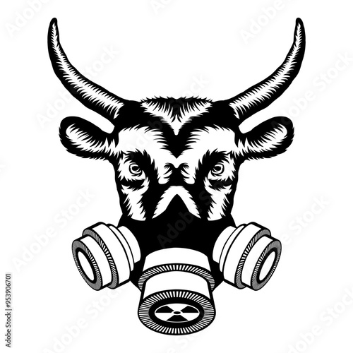 Bull In Gas Mask