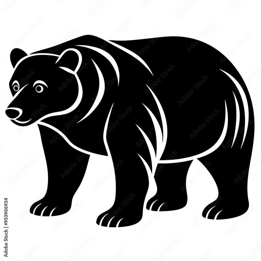 Obraz premium Simple Bear Silhouette Vector Design - Minimalist and Elegant