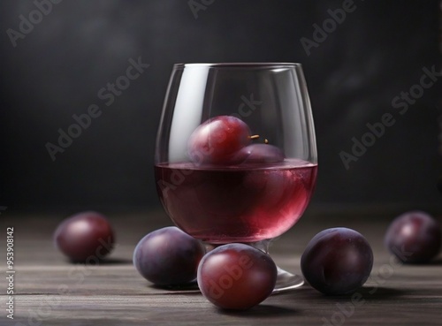 Delicious fresh plump purple grapes fruit