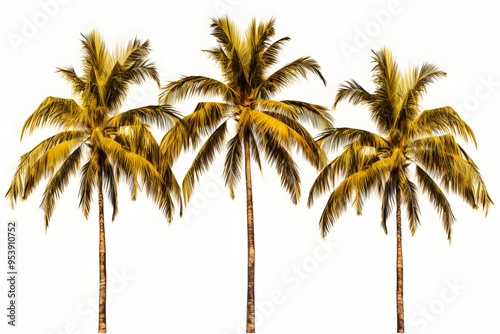 Coconut tree isolated on white background. This has clipping path. Palm tree set vector silhouette photo