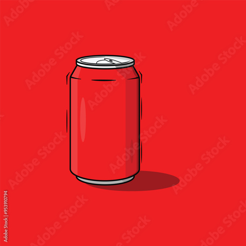 A red soda can of  on a red background