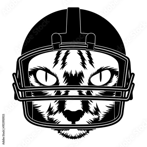Cat In Football Helmet