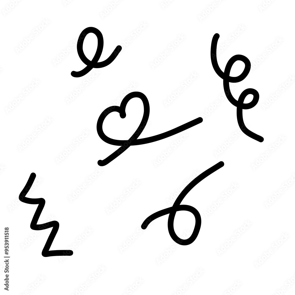 Fototapeta premium Spiral knot heart zig zag black clef and notes