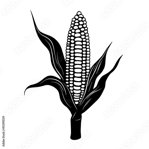 vector silhouette of a sweet corn