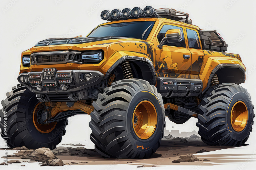 Custom monster truck with oversized tires and rugged design Custom monster truck with oversized tires and rugged design