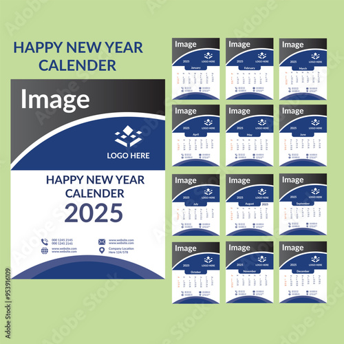 Obraz na płótnie Calender 2025 Template Table Calender design month calender 2025 calender year w salonie