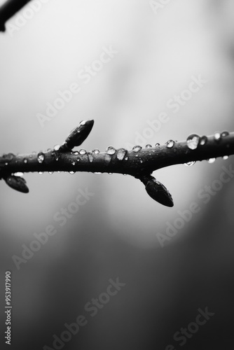 Branch with Water Droplets photo