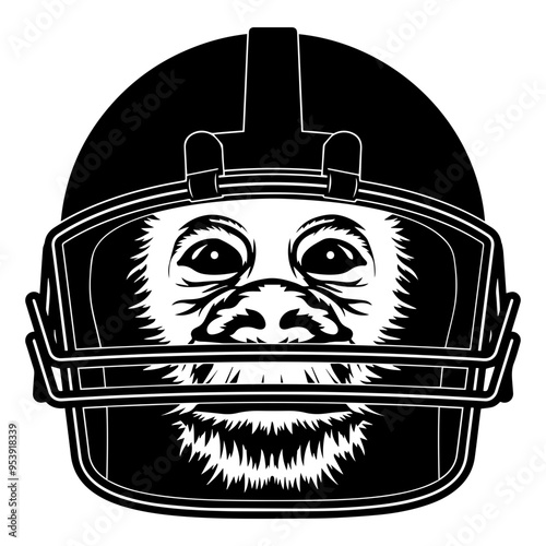 Chimp Monkey Champanzee In Football Helmet