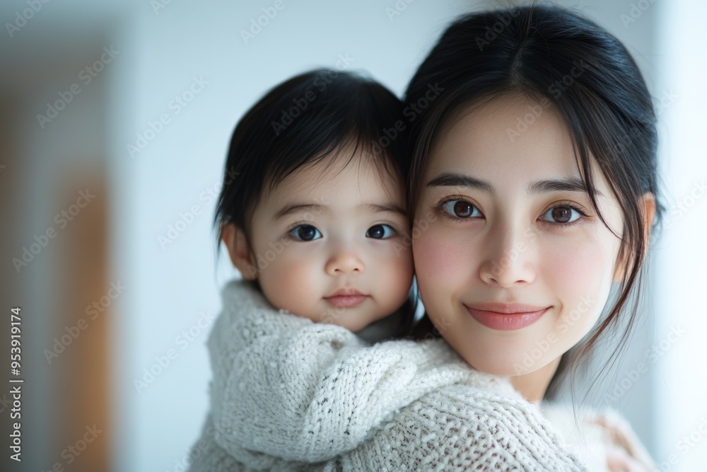 A mother and her baby in cozy sweaters are captured smiling warmly together, representing maternal love, security, and the deep bond shared between parent and child. A mother and her baby in cozy sweaters are captured smiling warmly together, representing maternal love, security, and the deep bond shared between parent and child.