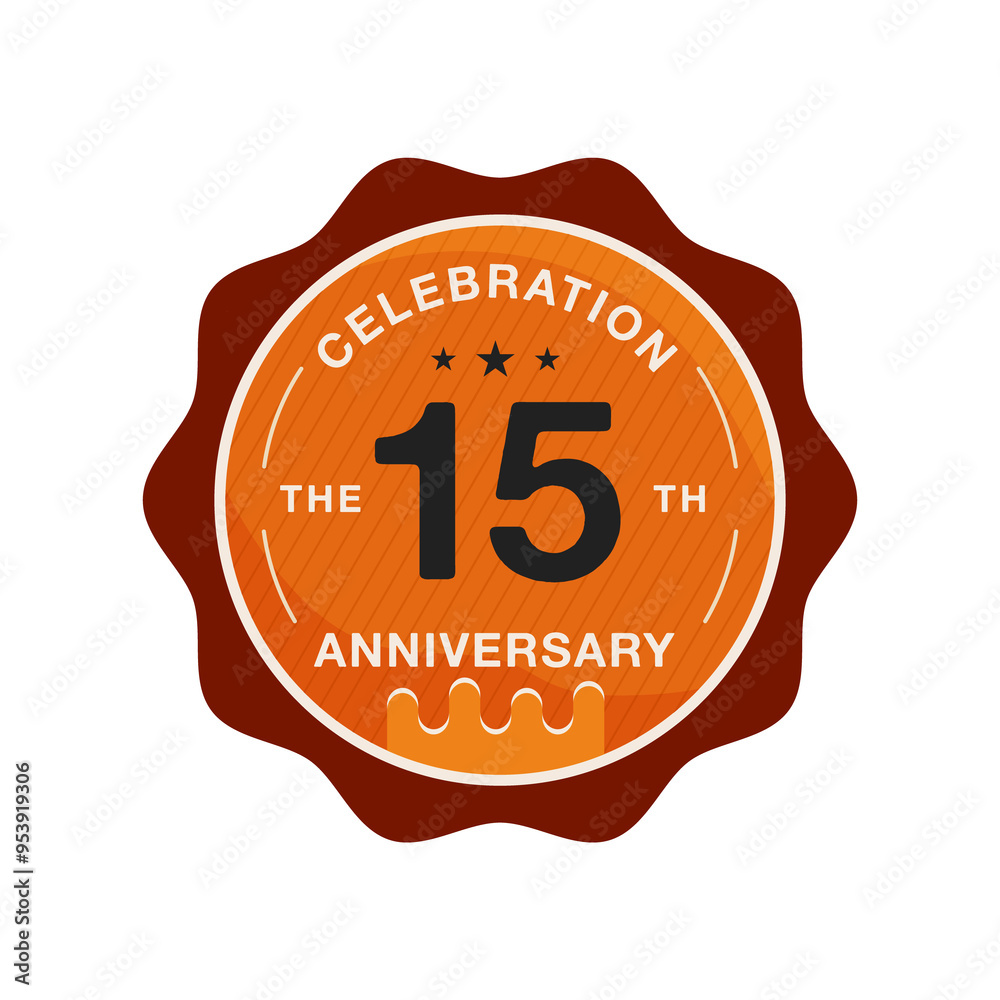 15 years Anniversary Logo Template. Wedding badge in flat modern style. Birthday anniversary label. Stock design 15 years Anniversary Logo Template. Wedding badge in flat modern style. Birthday anniversary label. Stock design
