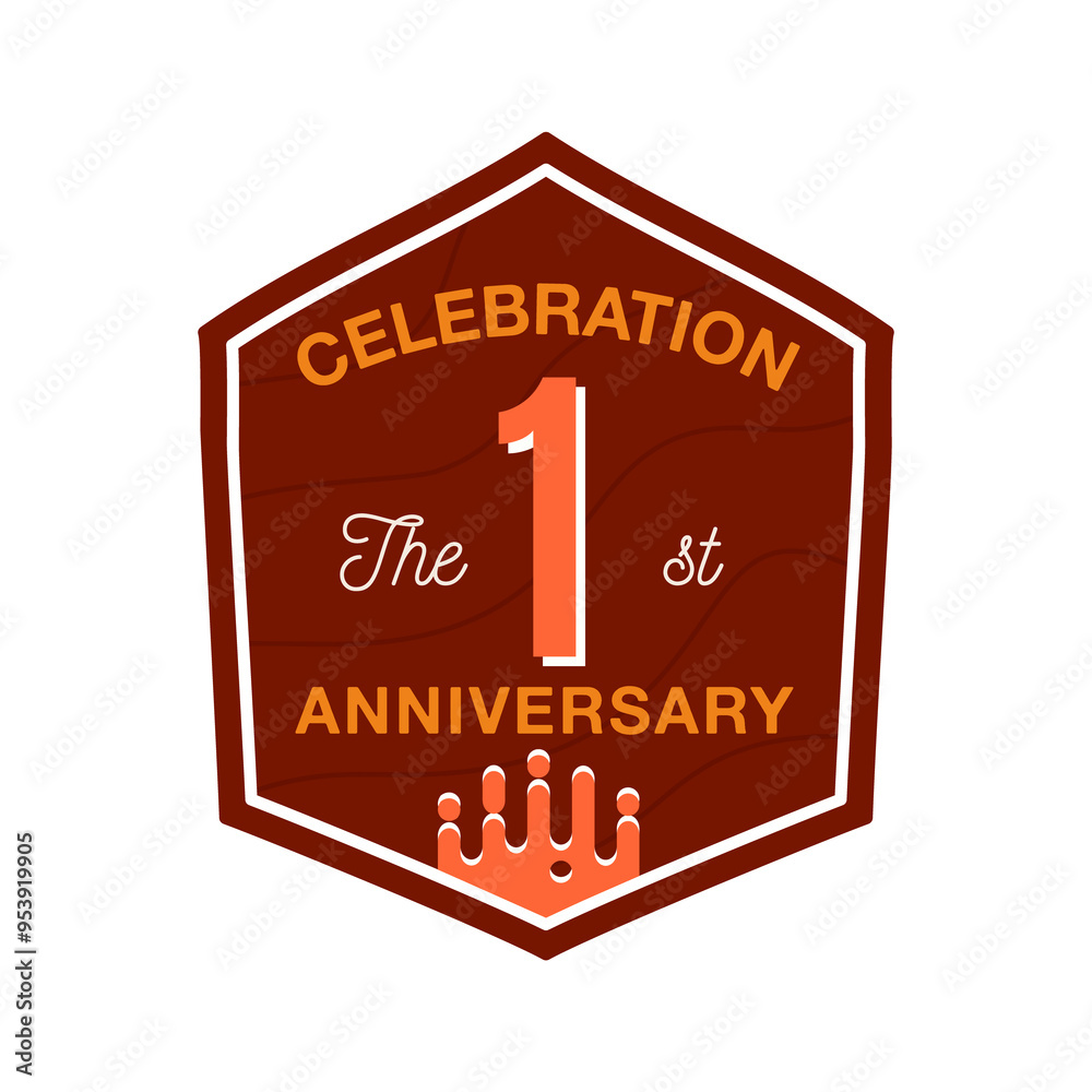 Celebration 1 year Anniversary Logo Template. Wedding badge in flat modern style. Birthday anniversary label. Stock design Celebration 1 year Anniversary Logo Template. Wedding badge in flat modern style. Birthday anniversary label. Stock design