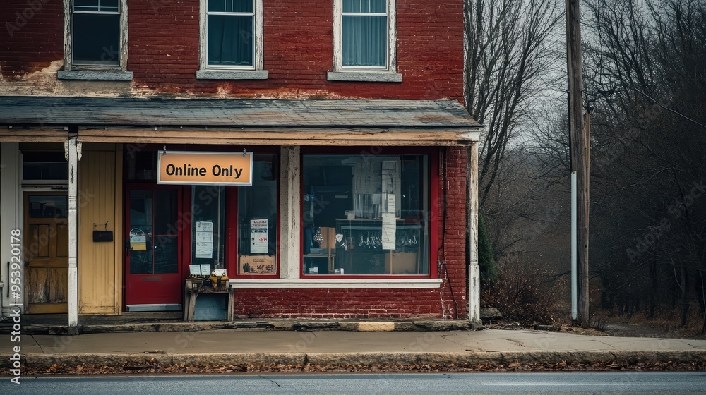 A small-town shop with an A small-town shop with an