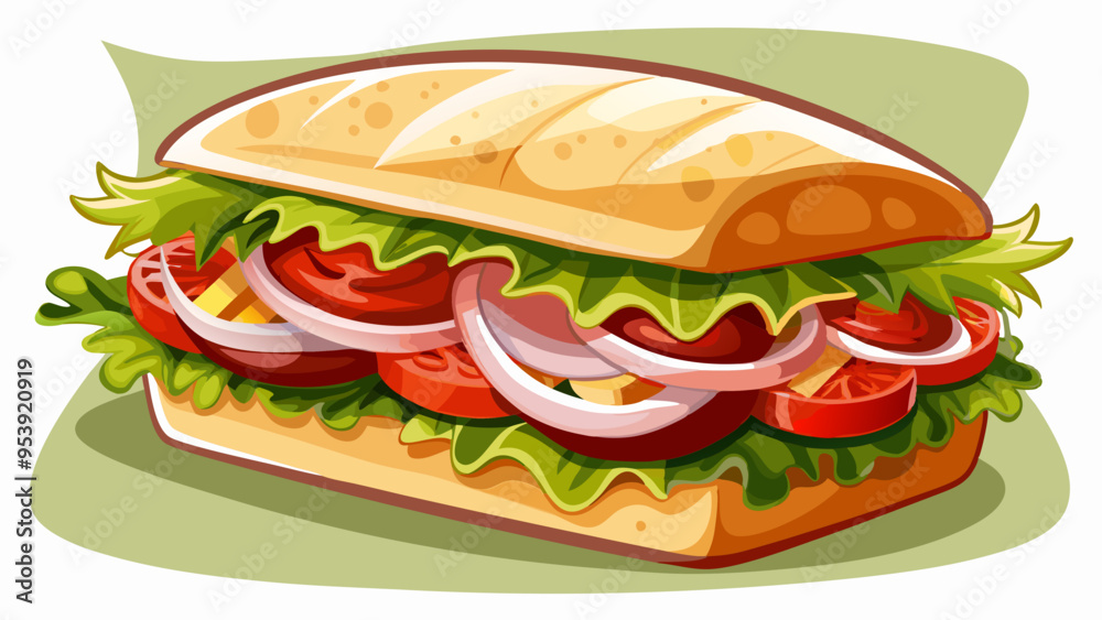 Italian sandwich made with focaccia bread Italian sandwich made with focaccia bread