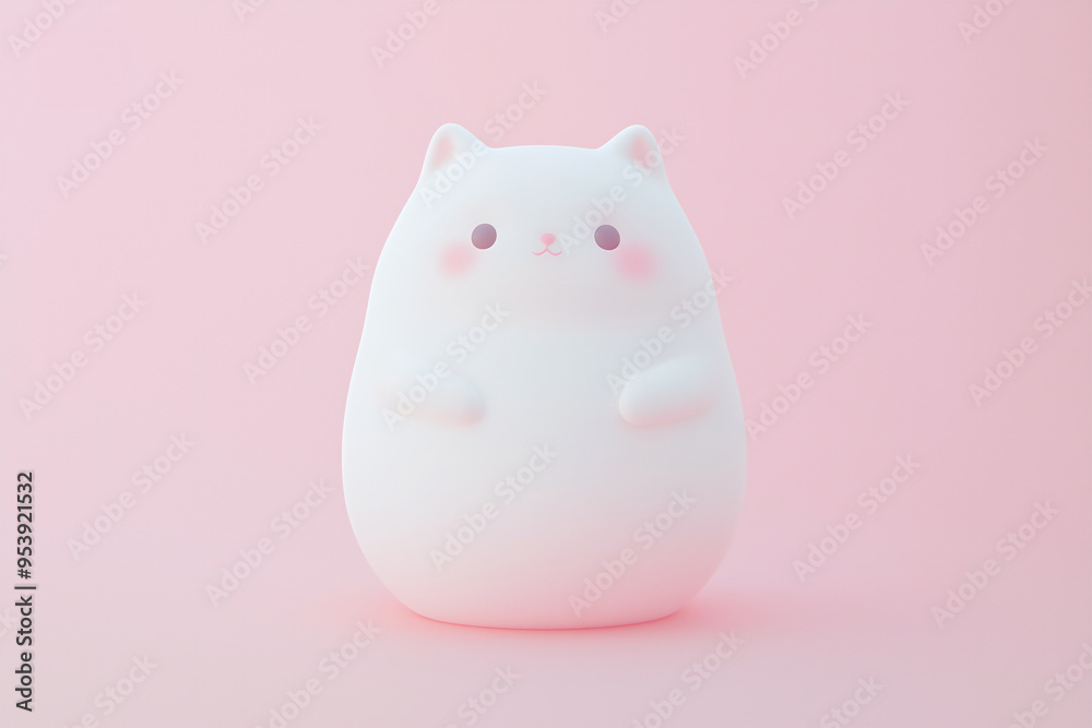 立体的でデフォルメされた可愛い白い猫とピンクの背景 立体的でデフォルメされた可愛い白い猫とピンクの背景