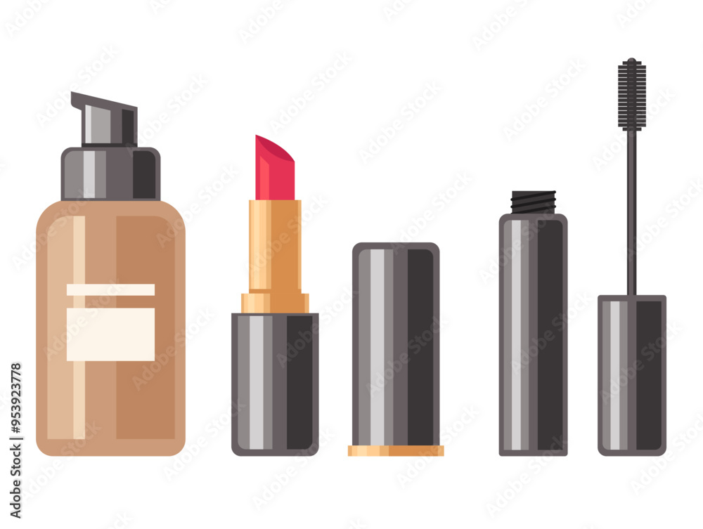 Face make up cosmetic isolated set. Vector flat graphic design cartoon illustration