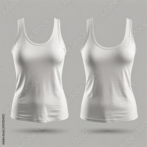 Light grey tank top, mock up template, front and back view, isolated on white, plain Light grey tank top,. Light grey tank top, design presentation for print