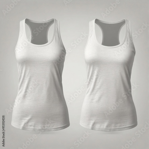 Light grey tank top, mock up template, front and back view, isolated on white, plain Light grey tank top,. Light grey tank top, design presentation for print

