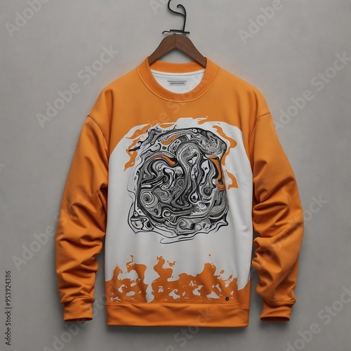 orange Jacket mock up template, front and back view, isolated on white, plain t-shirt mockup. Tee sweater sweatshirt design presentation for print

