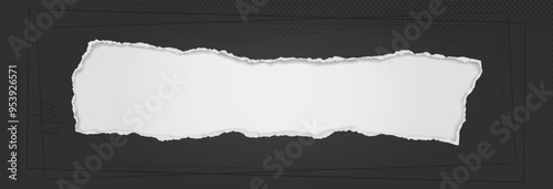 Black hole composition in paper with torn edges and soft shadow is on white.
