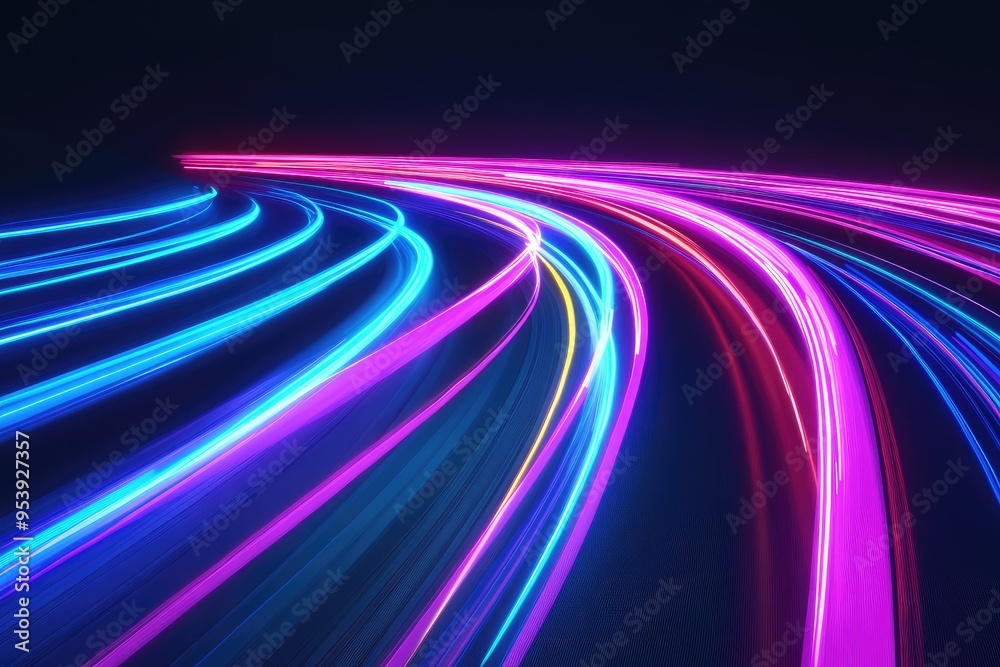 Abstract Neon Light Trails in a Dark Setting Abstract Neon Light Trails in a Dark Setting