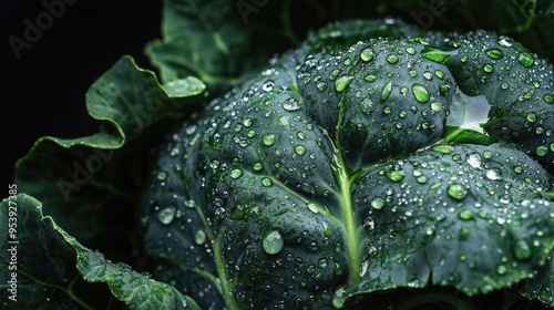 Close-Up of Dewy Green Leaves
