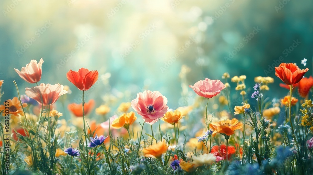 Colorful flowers meadow in a spring day Colorful flowers meadow in a spring day