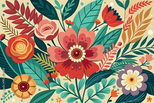 Wallpaper Mural abstract watercolor floral flower illustration, watercolor flowers Torontodigital.ca