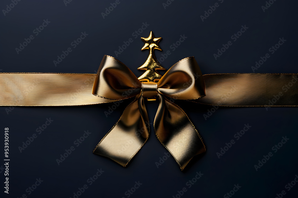 Luxury bow and ribbon with christmas tree shaped on background. Luxury bow and ribbon with christmas tree shaped on background.
