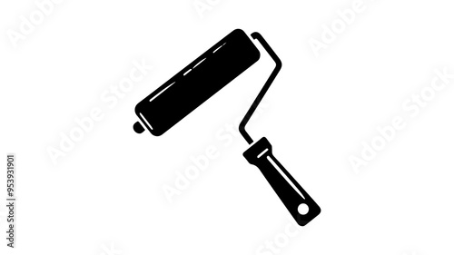 Paint roller silhouette vector illustration.